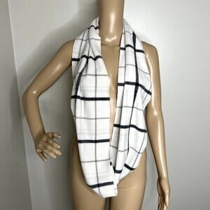 Old Navy White Plaid Patterned Infinity Scarf